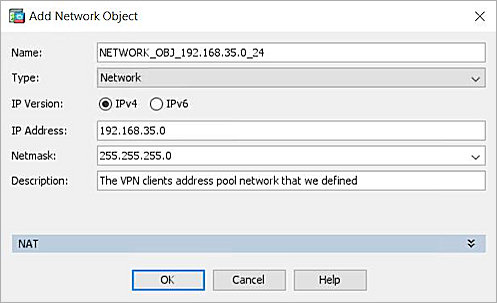 Screenshot of the Add Network Object